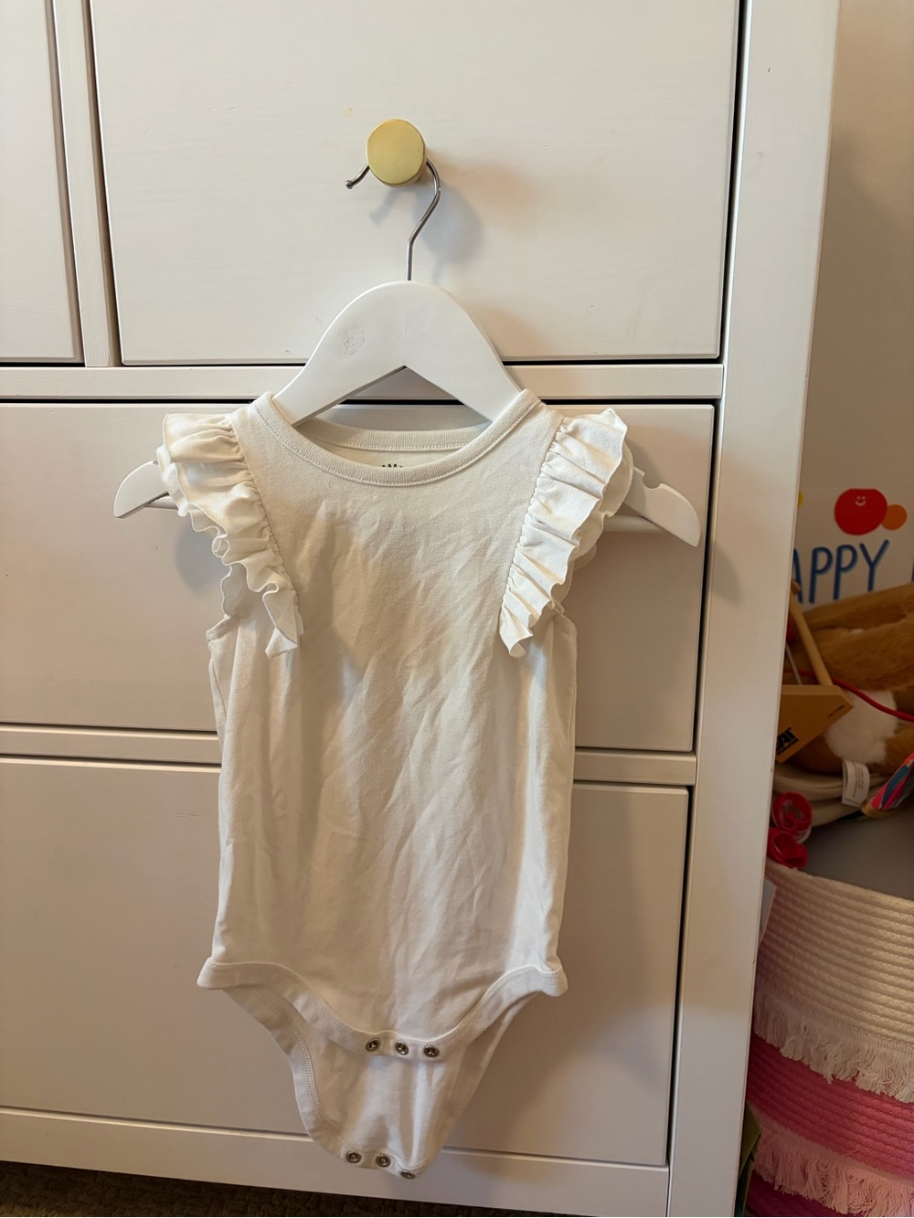 Cat & Jack Baby Girls Ruffle Bodysuit White Size 12 Months